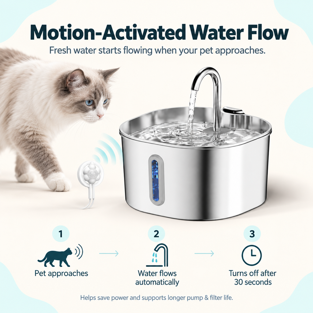 FlowPaw™ 2.2L Motion-Sensor Pet Fountain