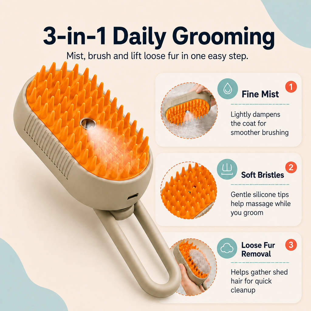 MistPaw™ 3-in-1 Grooming Brush