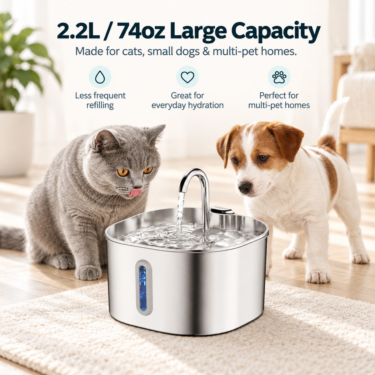FlowPaw™ 2.2L Motion-Sensor Pet Fountain