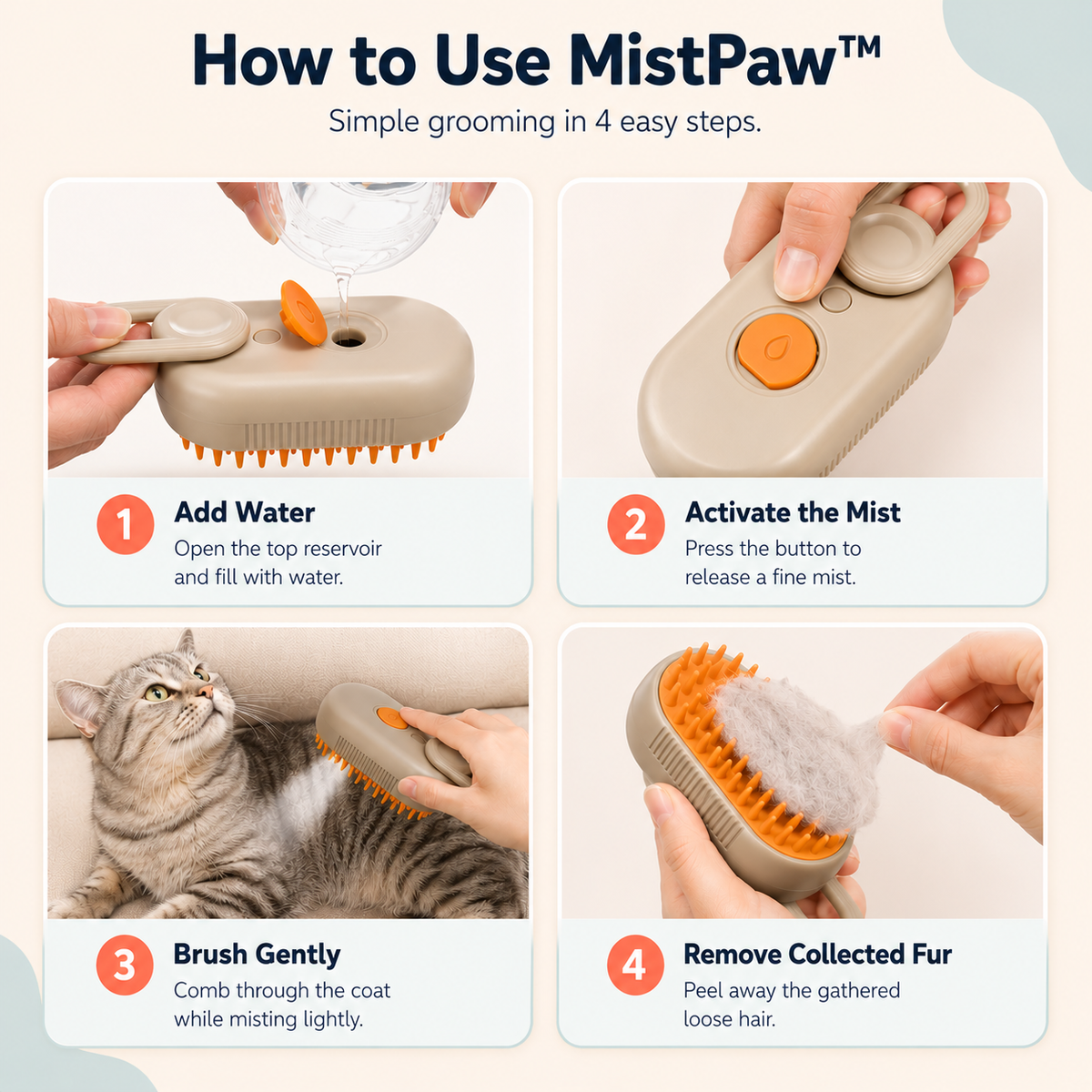 MistPaw™ 3-in-1 Grooming Brush